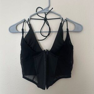 Black corset mesh crop top